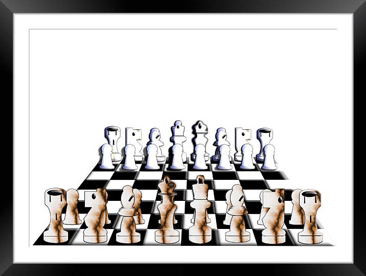 CHESS BOARD AND CHESS SET Framed Mounted Print by david hotchkiss