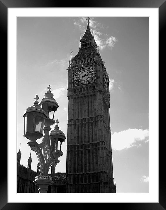 Big Ben in Black and White Framed Mounted Print by Chris Day