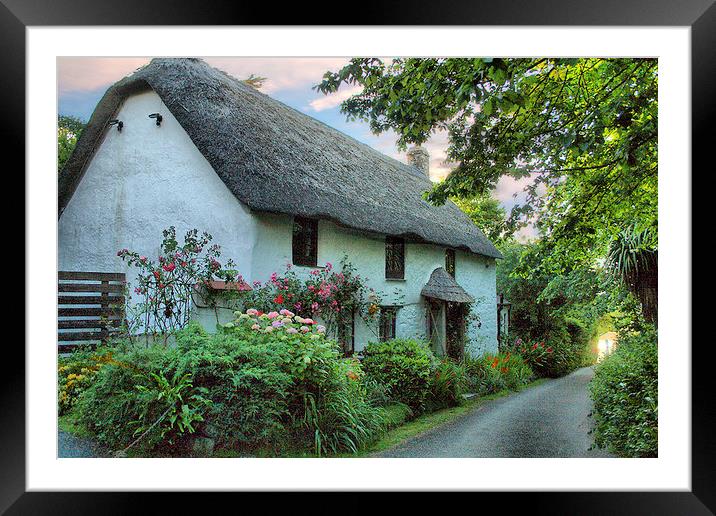 Pretty Thatched Cottage Framed Mounted Print by Irene Burdell