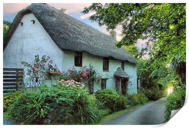 Pretty Thatched Cottage Print by Irene Burdell