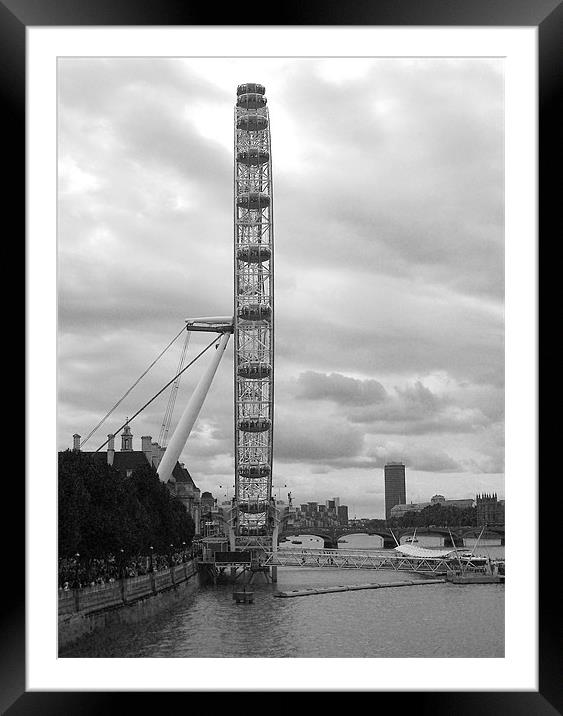 London Eye in Black and White Framed Mounted Print by Chris Day