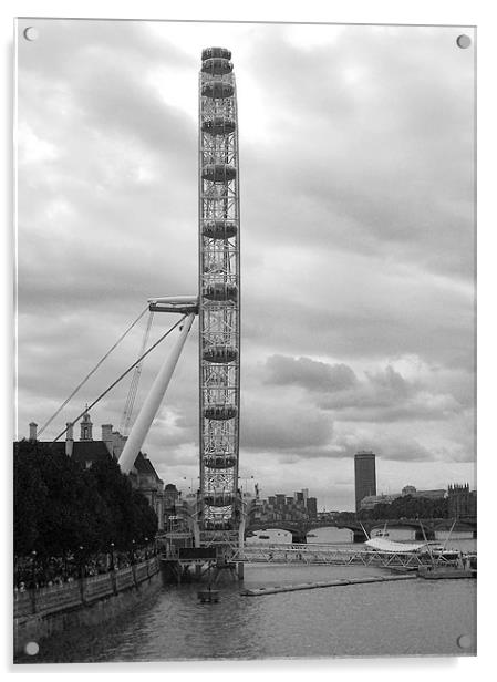 London Eye in Black and White Acrylic by Chris Day