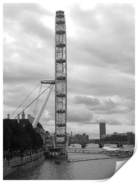 London Eye in Black and White Print by Chris Day