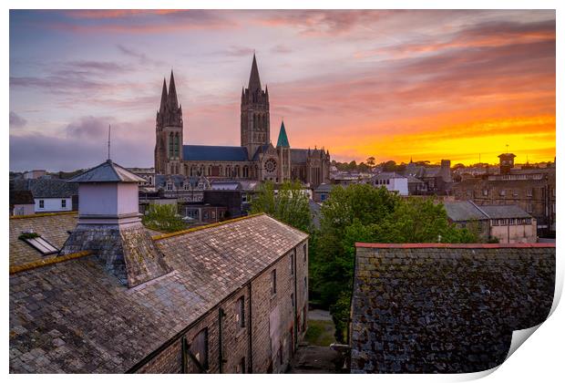 Truro cathedral at dawn Print by Michael Brookes