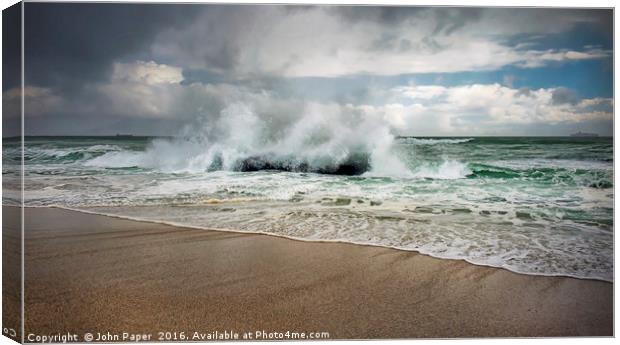 WAVE ACTION Canvas Print by John Paper