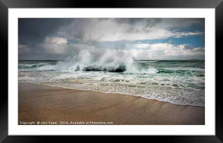 WAVE ACTION Framed Mounted Print by John Paper