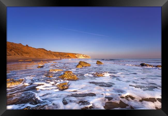 Yaverland Beach Surf Framed Print by Wight Landscapes