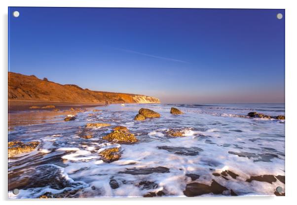 Yaverland Beach Surf Acrylic by Wight Landscapes
