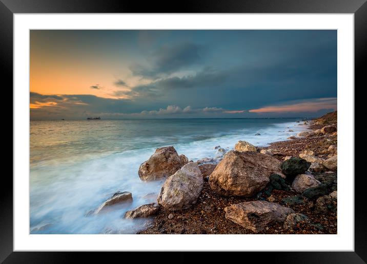 alum Bay Sunset 3 Framed Mounted Print by Wight Landscapes