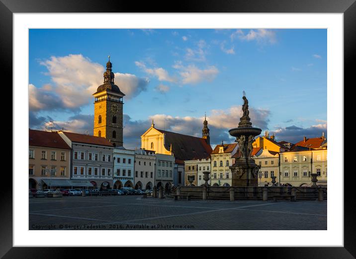 Ceske Budejovice, central square. Czech republic.  Framed Mounted Print by Sergey Fedoskin