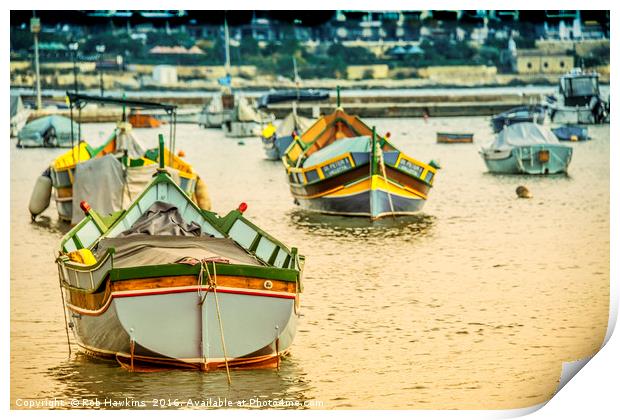 Valletta Boats  Print by Rob Hawkins