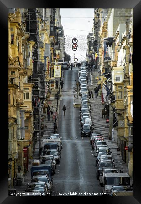 Valletta Steep  Framed Print by Rob Hawkins