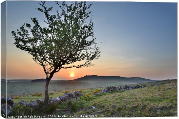 Cornwall: Sunset over Roughtor Canvas Print by Rob Parsons