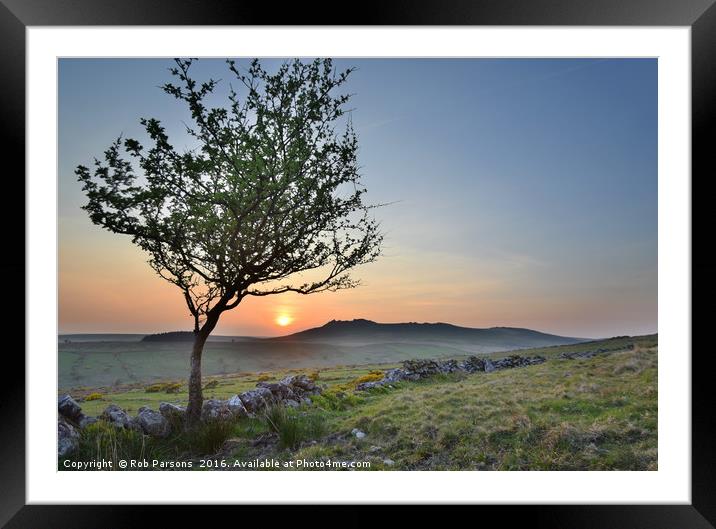 Cornwall: Sunset over Roughtor Framed Mounted Print by Rob Parsons