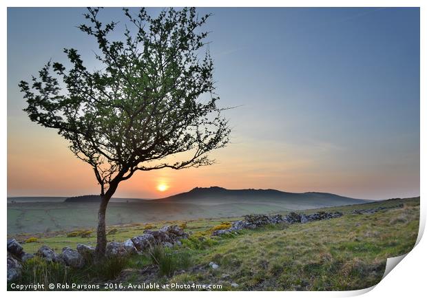 Cornwall: Sunset over Roughtor Print by Rob Parsons