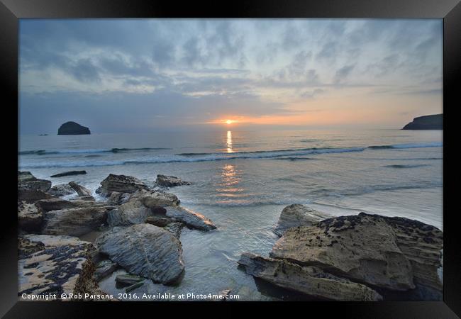 Cornwall: Sunset at Trebarwith Strand Framed Print by Rob Parsons