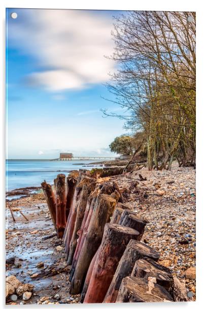 Bembridge Beach Groyne Acrylic by Wight Landscapes