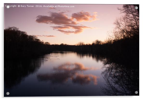 Clumber Lake Sunset Acrylic by Gary Turner