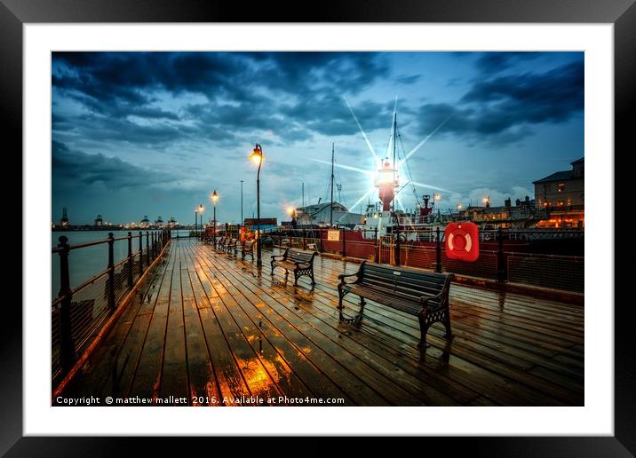 Halfpenny Pier and Lightship Sunset Framed Mounted Print by matthew  mallett