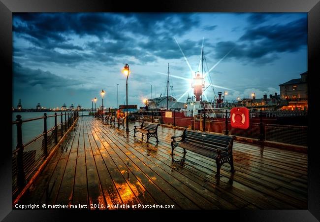 Halfpenny Pier and Lightship Sunset Framed Print by matthew  mallett
