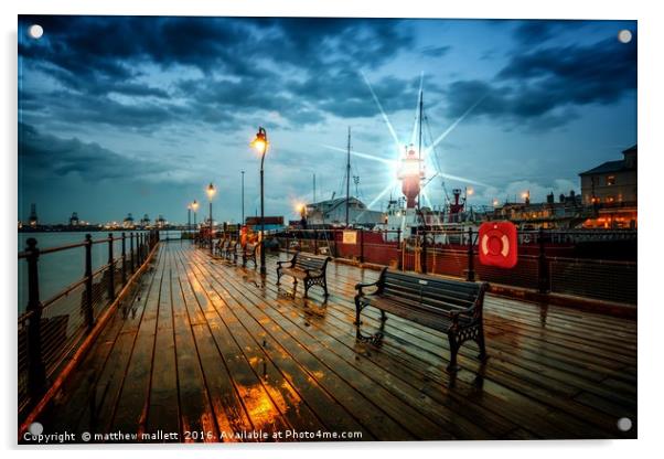 Halfpenny Pier and Lightship Sunset Acrylic by matthew  mallett