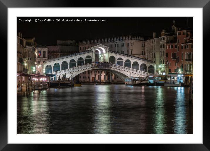 The Rialto Bridge at Night Framed Mounted Print by Ian Collins