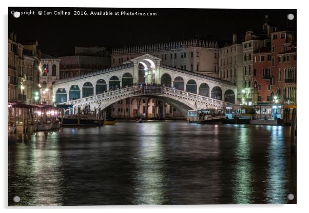 The Rialto Bridge at Night Acrylic by Ian Collins