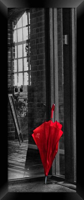 Red Umbrella Framed Print by HELEN PARKER
