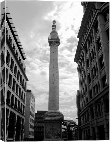 The Monument in London in Black and White Canvas Print by Chris Day