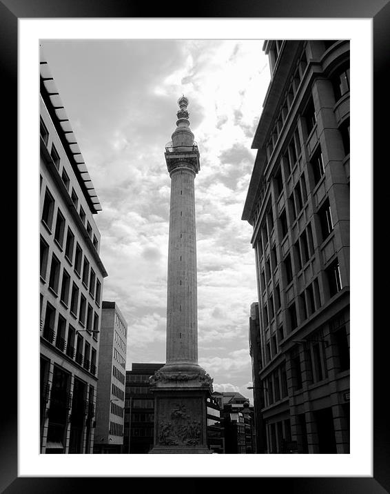 The Monument in London in Black and White Framed Mounted Print by Chris Day