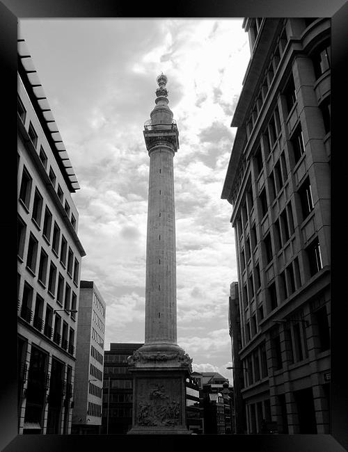 The Monument in London in Black and White Framed Print by Chris Day