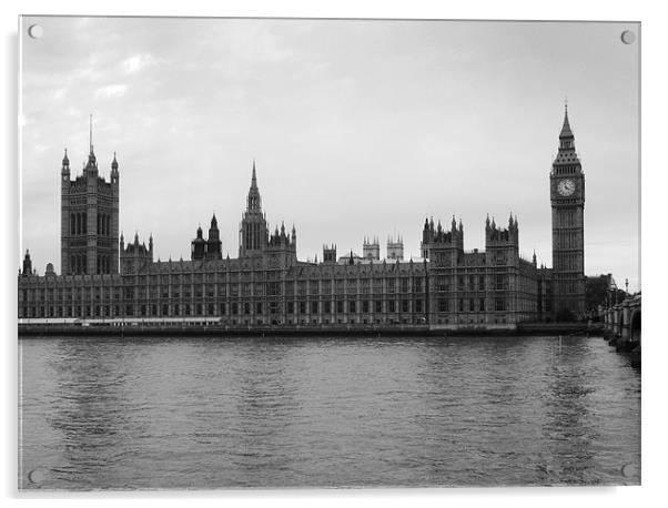 Palace of Westminster in Black and White Acrylic by Chris Day