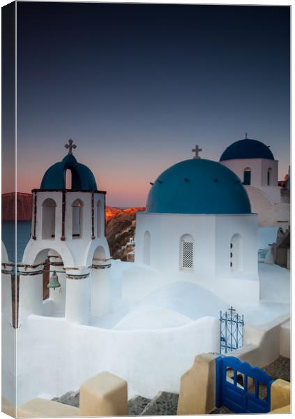 Oia Blue domed Church Canvas Print by Paul Andrews
