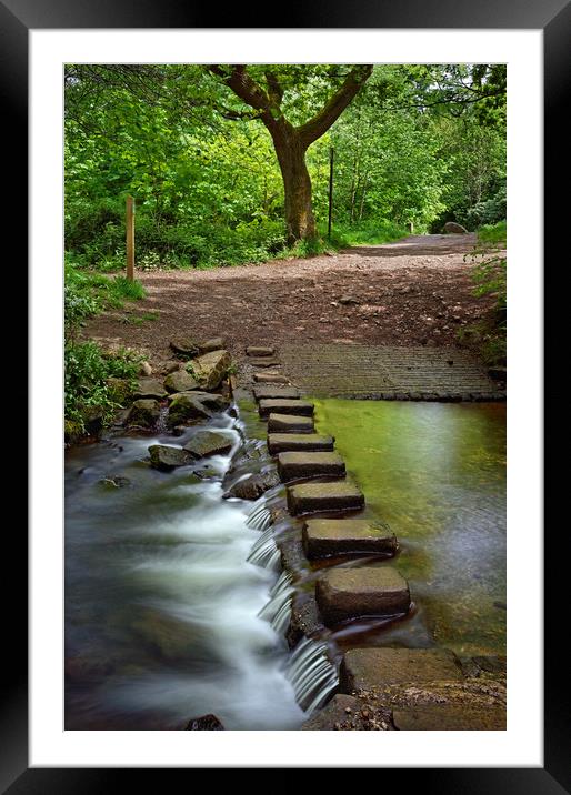 Porter Brook Stepping Stones & Falls               Framed Mounted Print by Darren Galpin