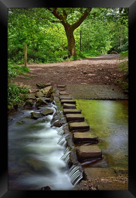 Porter Brook Stepping Stones & Falls               Framed Print by Darren Galpin