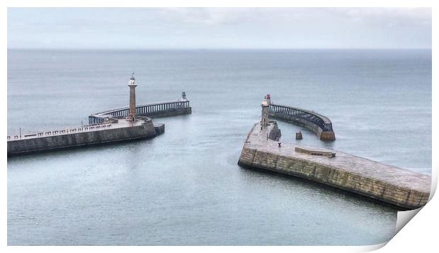 Whitby Harbour Print by Dave Leason