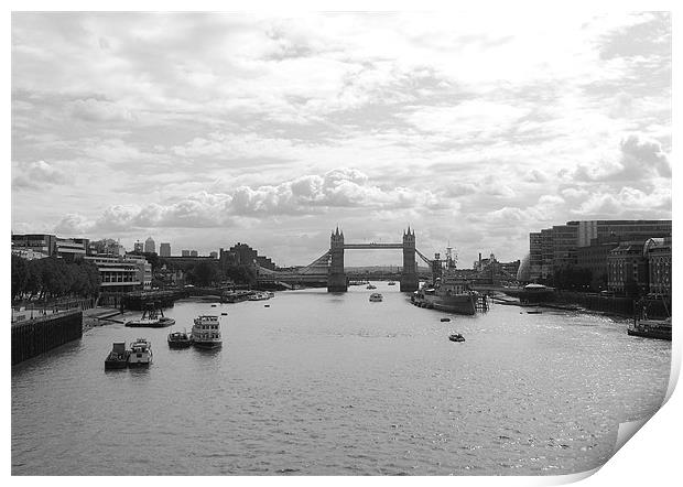 Tower Bridge and HMS Belfast in Black and White Print by Chris Day