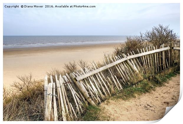 Mablethorpe beach Lincolnshire Print by Diana Mower