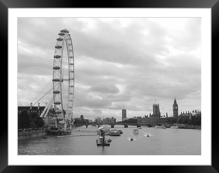 Westminster Reach in Black and White Framed Mounted Print by Chris Day