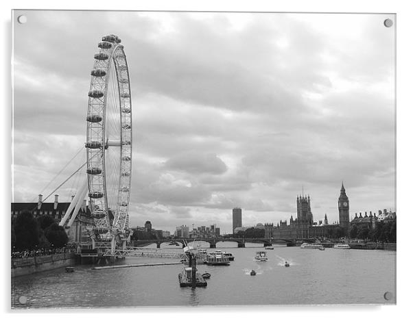 Westminster Reach in Black and White Acrylic by Chris Day