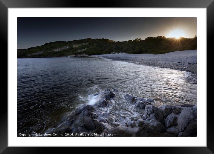 Sunset at Pwll Du Bay Framed Mounted Print by Leighton Collins