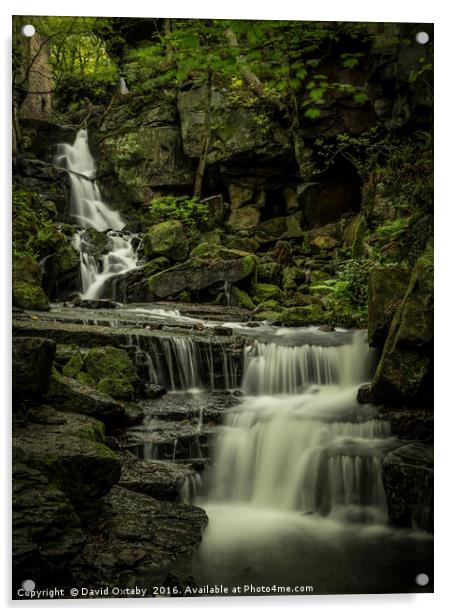 Waterfalls at Lumsdale Acrylic by David Oxtaby  ARPS