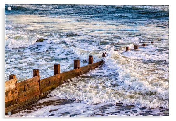 Yaverland Beach Groyne Acrylic by Wight Landscapes