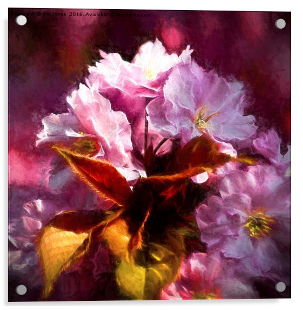 Artistic Copper leaves and Cherry blossom Acrylic by Jim Jones