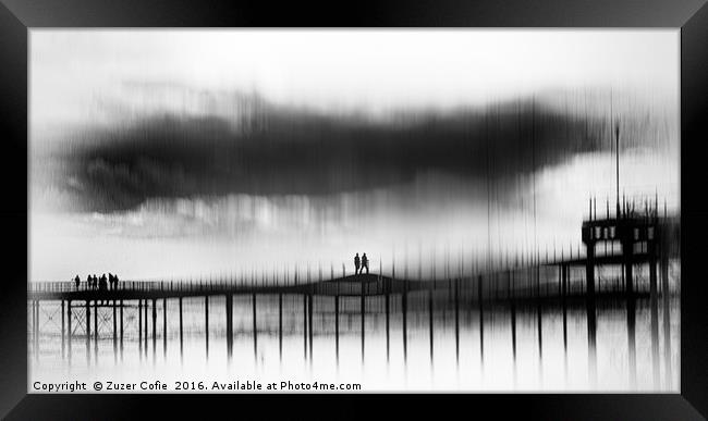 A Walk On The Pier Framed Print by Zuzer Cofie
