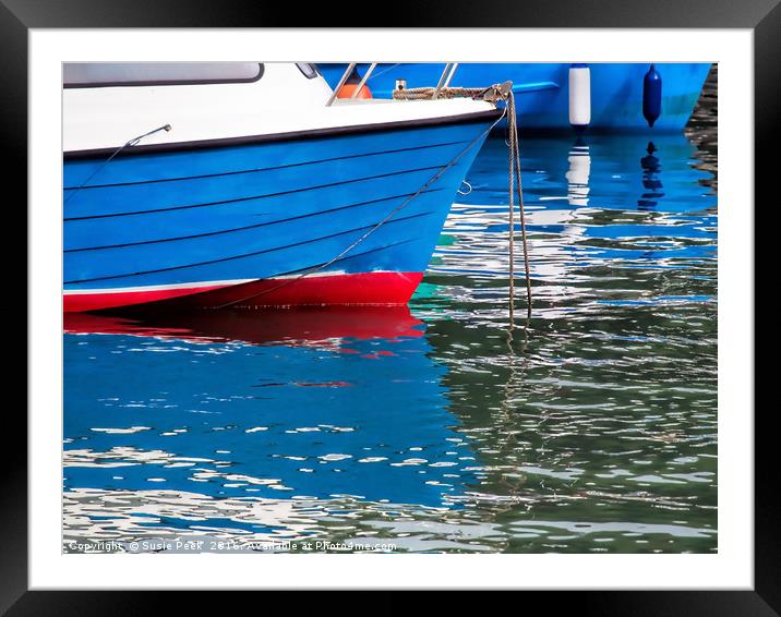 Blue Boats At The Harbour Framed Mounted Print by Susie Peek