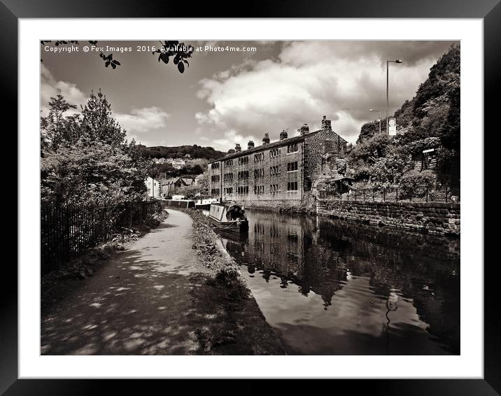 canal at hebden bridge Framed Mounted Print by Derrick Fox Lomax
