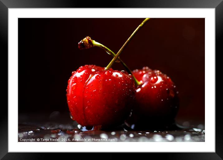 Cherries Love Framed Mounted Print by Tanja Riedel