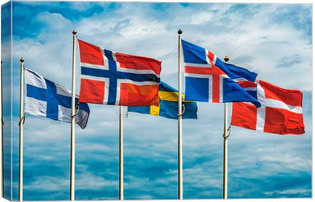 Flags of Scandinavia Canvas Print by Antony McAulay