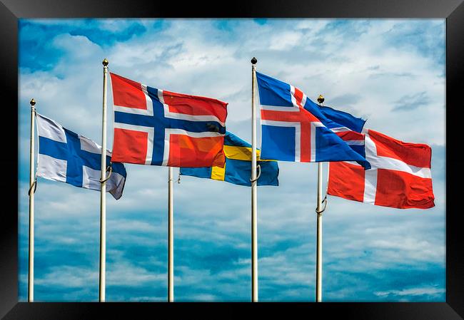 Flags of Scandinavia Framed Print by Antony McAulay